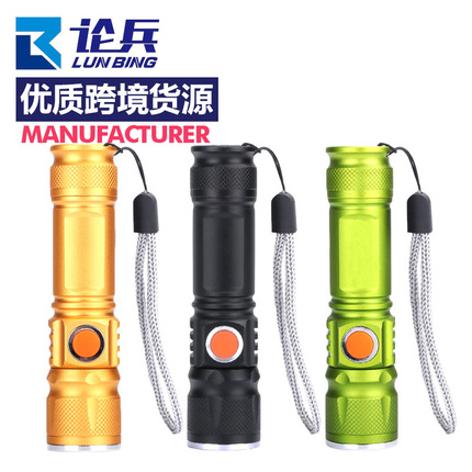户外LED强光照明迷你手电筒夜骑自行车灯USB充电T6防水纪念礼品de