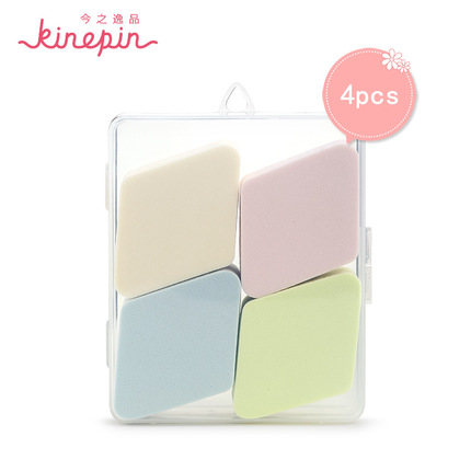 KINEPIN/今之逸品收纳胶盒装4个糖果色菱形干湿两用加厚上妆粉扑