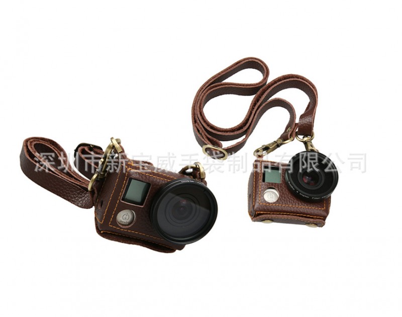 手工制作gopro hero4 专用皮套运动相机保护套 复古皮套