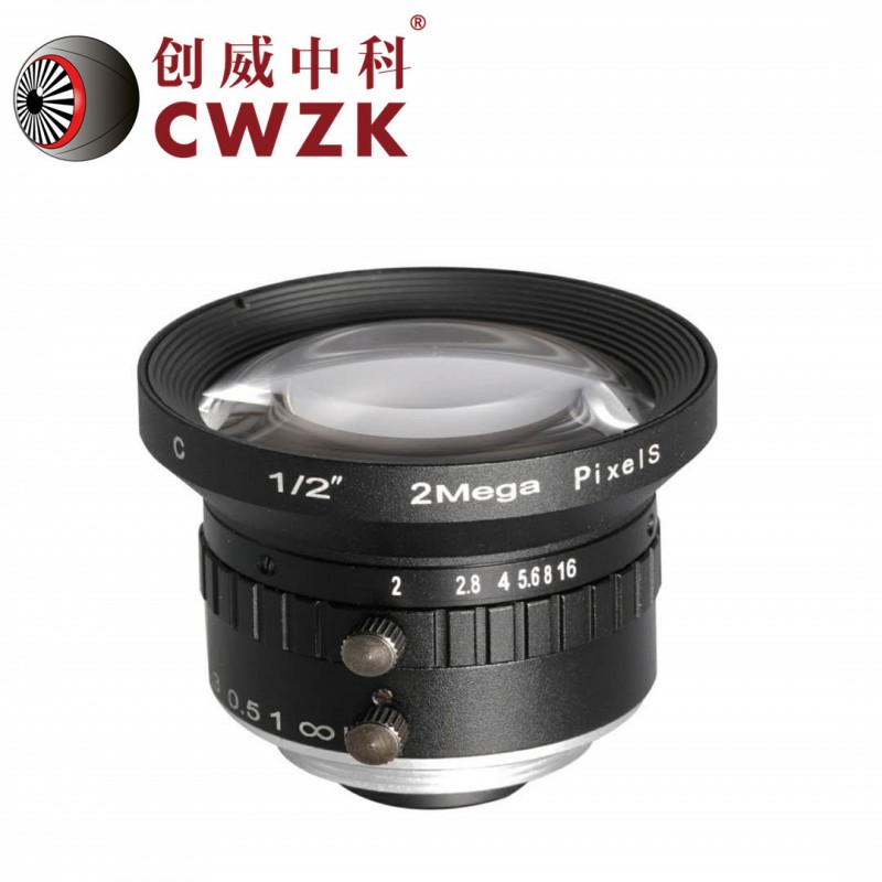高清鱼眼广角工业相机镜头C口 1/2”200万4mm 机器视觉无畸变镜头