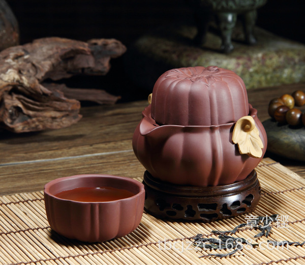 天宝 快客杯 旅行功夫茶具 原矿紫砂 陶瓷泡茶杯 盖碗茶杯 易泡壶