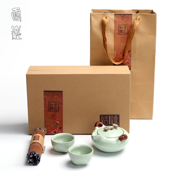 云尘陶瓷现货一壶二杯便携旅行茶具套装开片哥窑茶壶茶杯厂家直销