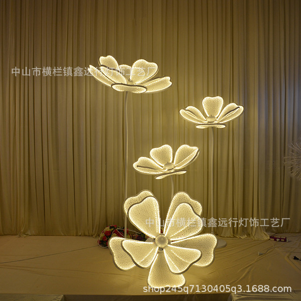 新款婚庆道具发光牡丹花路引蕾丝牡丹路引LED舞台灯光路引道具