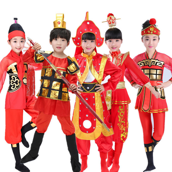 六一儿童古代士兵演出服装男古装盔甲戏曲表演服花木兰将军服汉服