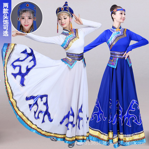 新款蒙古族演出服女装 成人少数民族鸿雁舞蹈服装蒙古袍 包邮