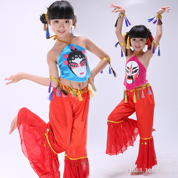 儿童舞蹈肚兜变脸京剧说唱脸谱戏曲演出服装女花旦戏服戏曲服装