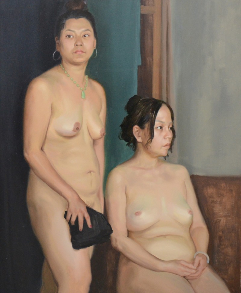 《两个女人》 100×80cm 布面油画  2017年 