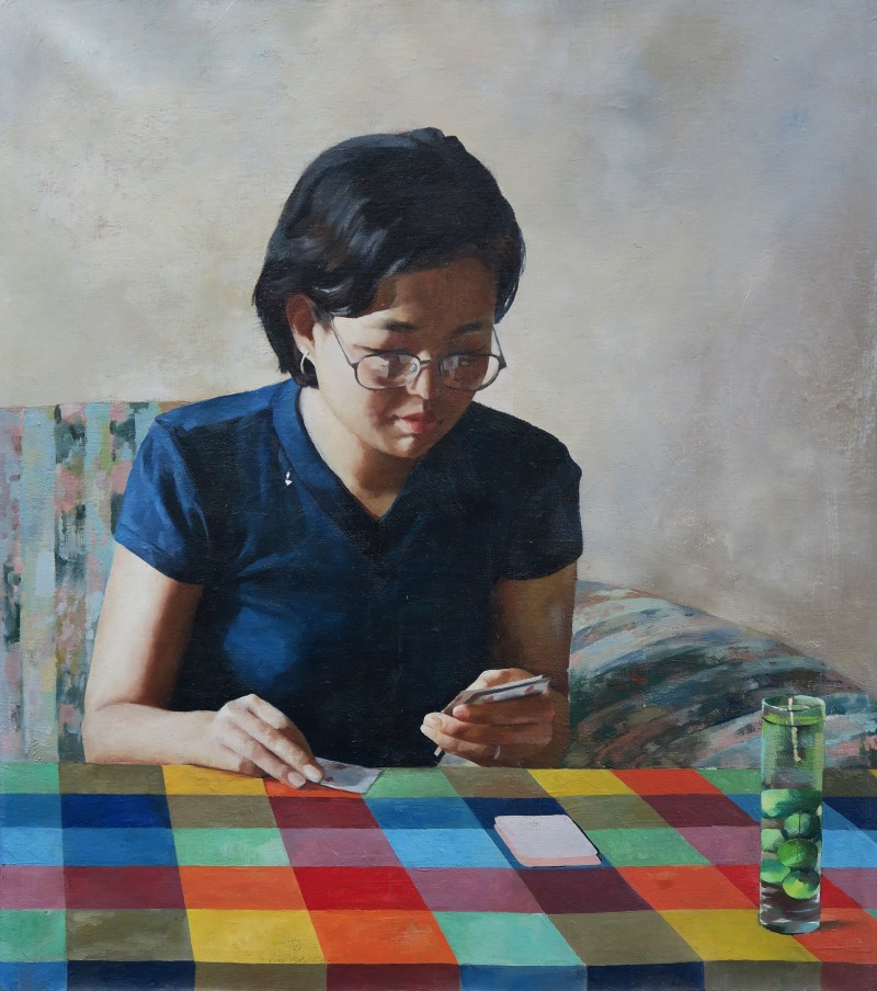 《夏日午后的专注》45×40cm 布面油画 2013年