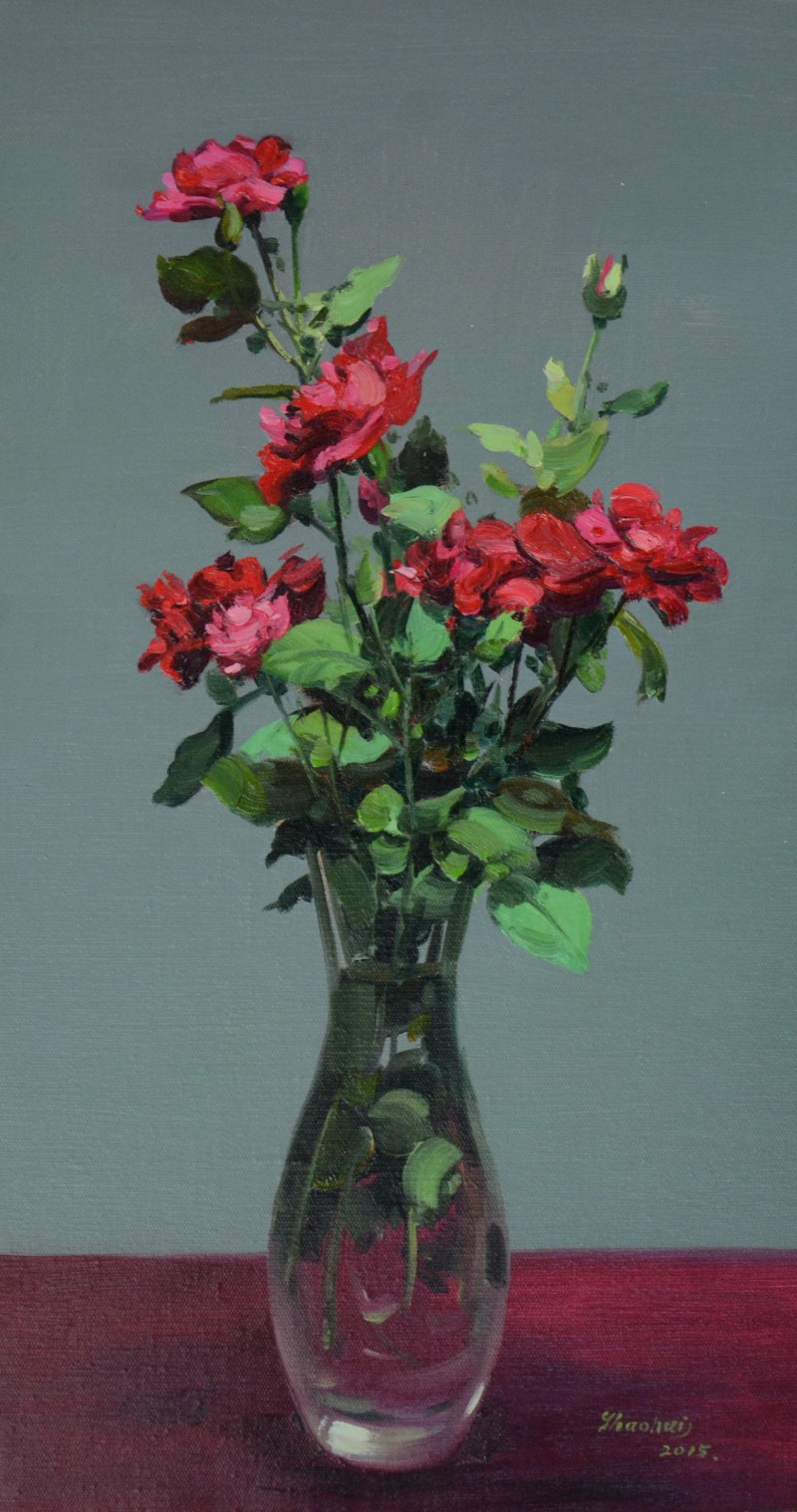 《月季花开》65×35cm 布面油画 2015年 